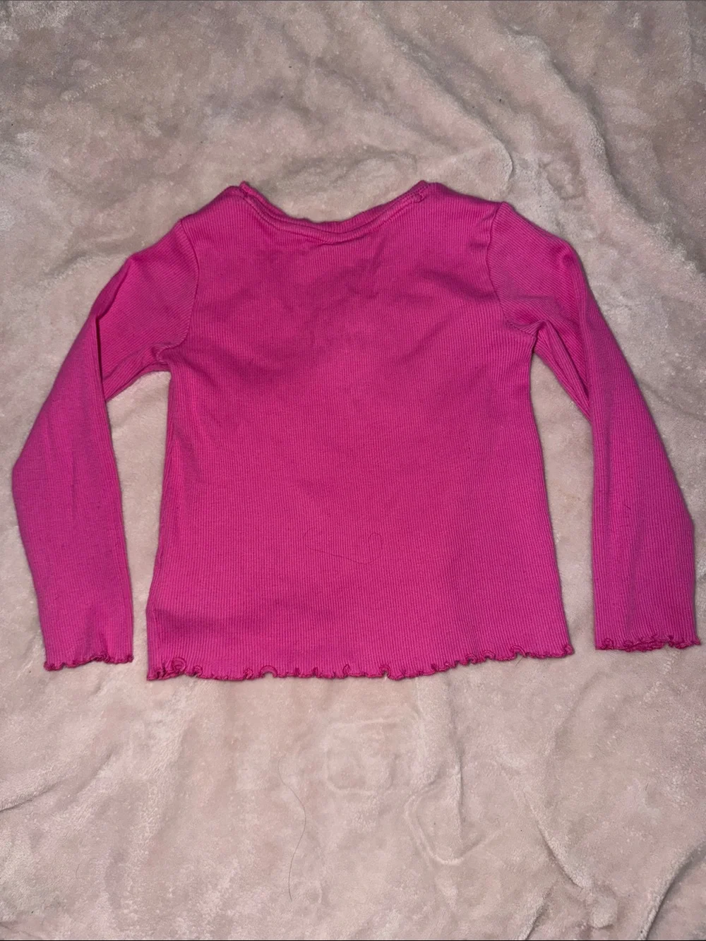 GAP Hot Pink Ribbed Long Sleeve Tee with Lettuce Hem